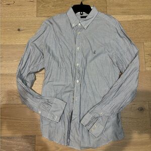 John Varvatos Blue and White Striped Casual Shirt